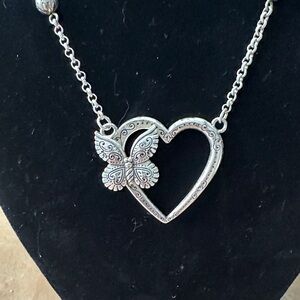 Brighton Silver Heart and Butterfly Necklace